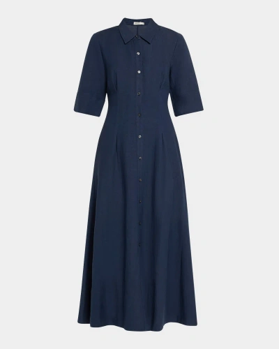 Simkhai Claudine Midi Shirtdress In Midnight