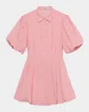 Shop Simkhai Cleo Balloon Pintuck Mini Dress In Dusty Rose