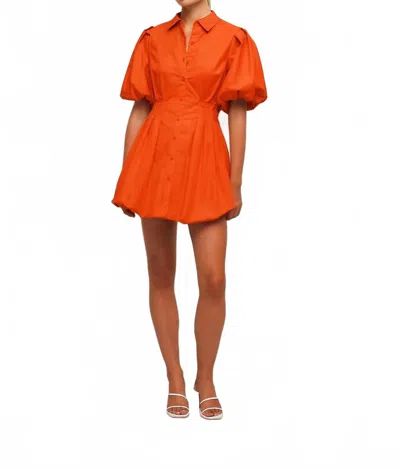 Simkhai Cleo Balloon Pintuck Mini Dress In Lobster In Orange