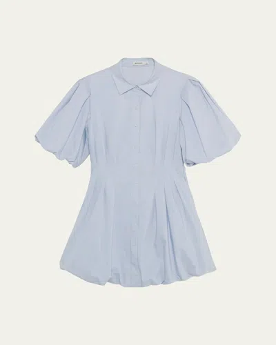 Simkhai Cleo Balloon Pintuck Mini Dress In Blue