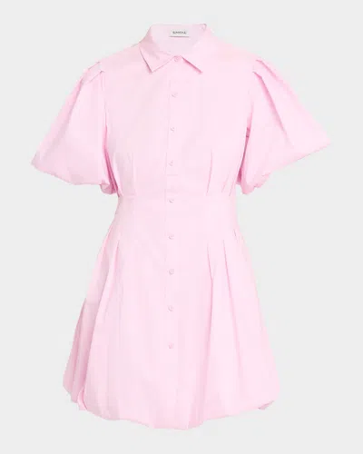 Simkhai Cleo Balloon Pintuck Poplin Mini Dress In Pink