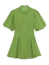 Simkhai Cleo Puff Sleeve Pleated Mini Dress In Green