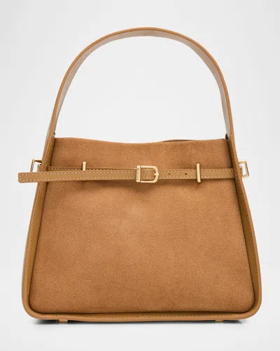 Simkhai Cleo Small Suede Top-handle Bag In Brown