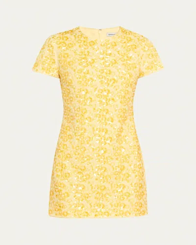 Simkhai Clove Sequined Short-sleeve Mini Dress In Buttercream
