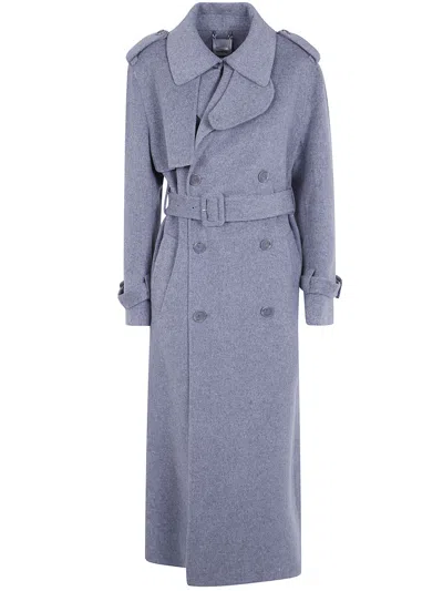 Simkhai Coat Long Belted "rumi" In Blue