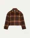 Simkhai Colby Checked Wool-blend Felt Jacket In Brown