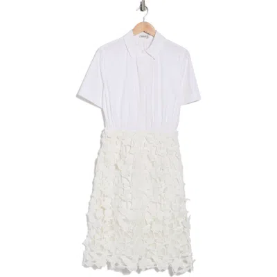 Simkhai Colette Short Sleeve Mixed Media Dress In White