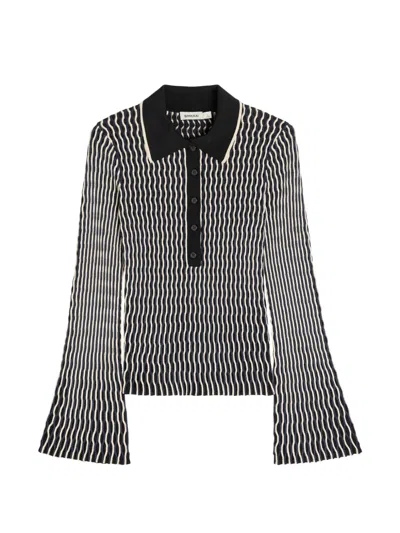 Simkhai Coleen Striped Jacquard-knit Top In Black