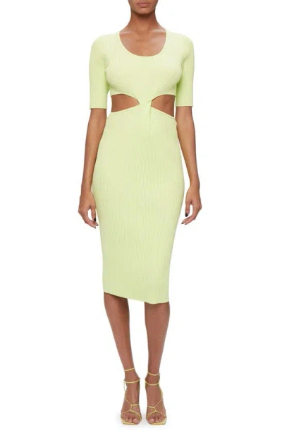 Simkhai Collette Matte Compact Rib Body-con Sweater Dress In Lemongrass