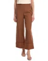 Shop Simkhai Colley Cropped Straight Leg Linen-blend Pant In Brown