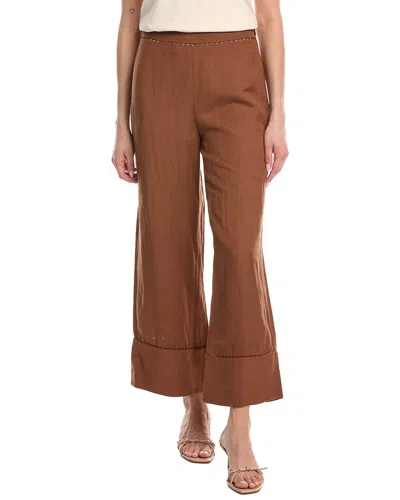 Simkhai Colley Cropped Straight Leg Linen-blend Pant In Brown