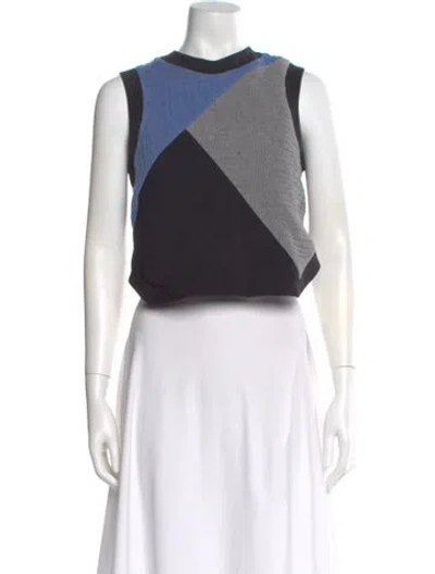 Pre-owned Simkhai Colorblock Pattern Crew Neck Top In White