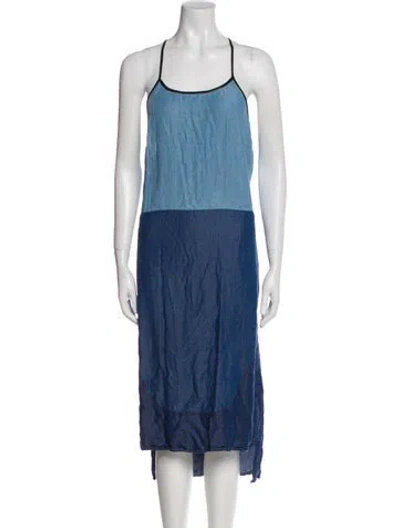 Pre-owned Simkhai Colorblock Pattern Midi Length Dress In Blue
