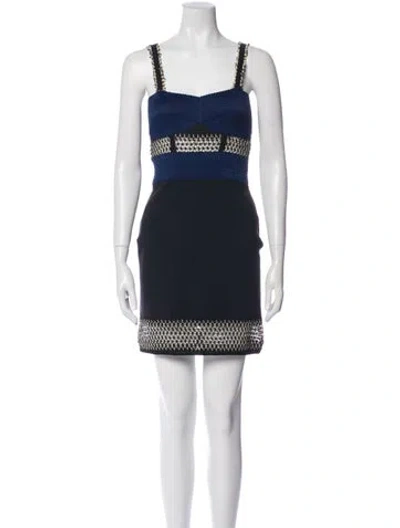 Pre-owned Simkhai Colorblock Pattern Mini Dress In Blue