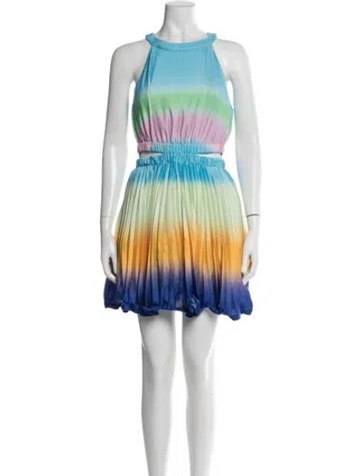 Pre-owned Simkhai Colorblock Pattern Mini Dress In Blue