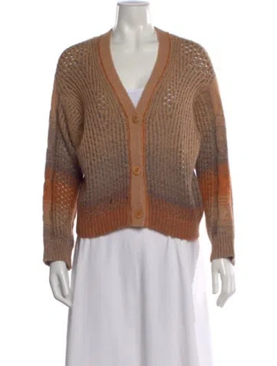 Pre-owned Simkhai Colorblock Pattern V-neck Sweater In Brown
