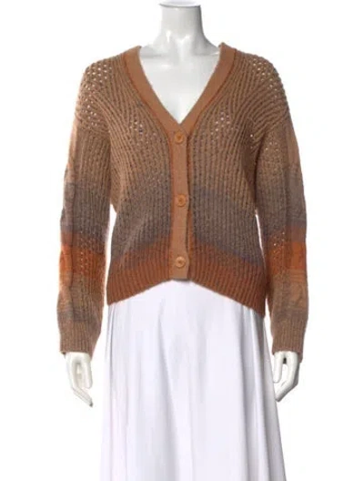 Pre-owned Simkhai Colorblock Pattern V-neck Sweater In Brown