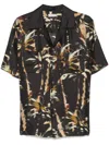 Simkhai Connor Regular Fit Palm Print Silk Camp Shirt In Black
