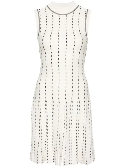 Simkhai Contrast-stitch Pleated Minidress In 白色