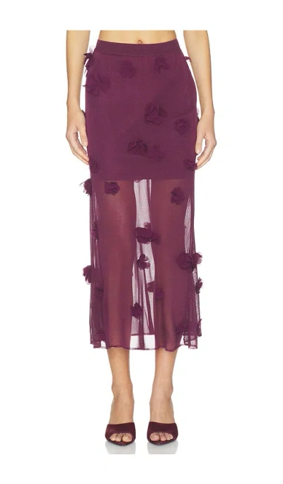 Simkhai Cora Floral Applique Midi Skirt In Purple