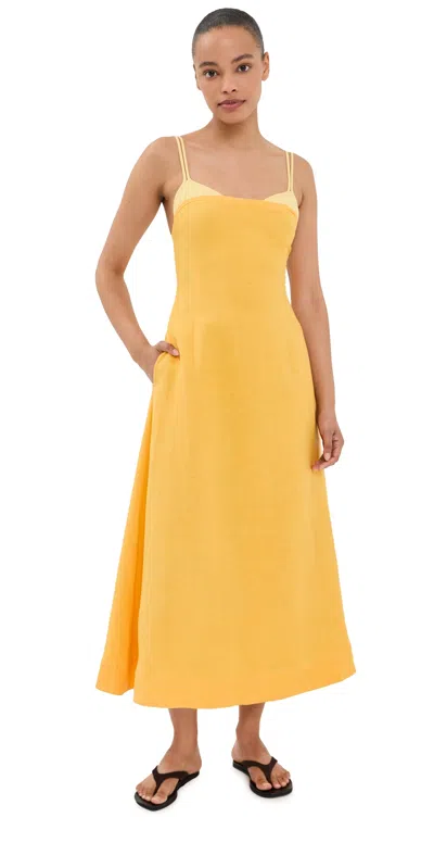 Simkhai Corabeth Colorblock Midi Dress Mango Multi In Yellow