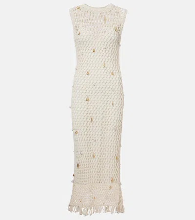 Simkhai Coralia Embellished Crochet Maxi Dress In White