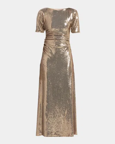 Simkhai Coralie Sequined Gown In Gold