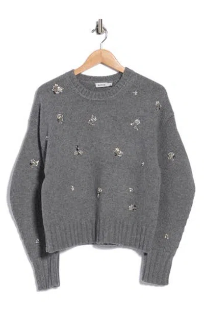 Simkhai Coraline Crystal Embellished Crewneck Sweater In Gray