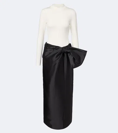 Simkhai Coralyne Bow-detail Knitted Satin Gown In Black