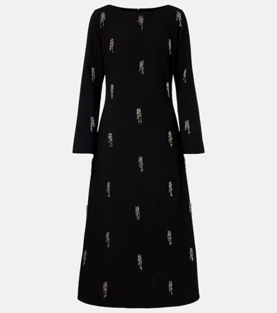Simkhai Coretta Embellished Crêpe Midi Dress In Black