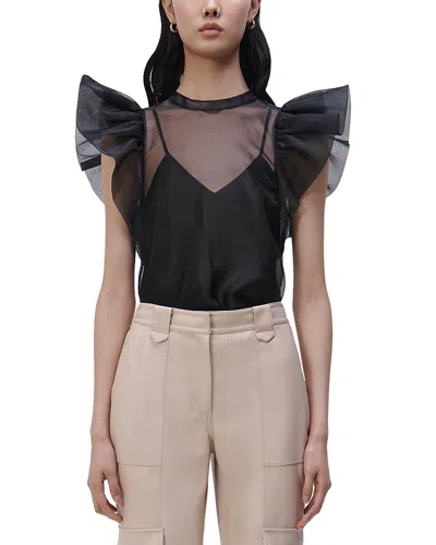 Simkhai Women's Corina Organza Ruffle-sleeve Top In Black
