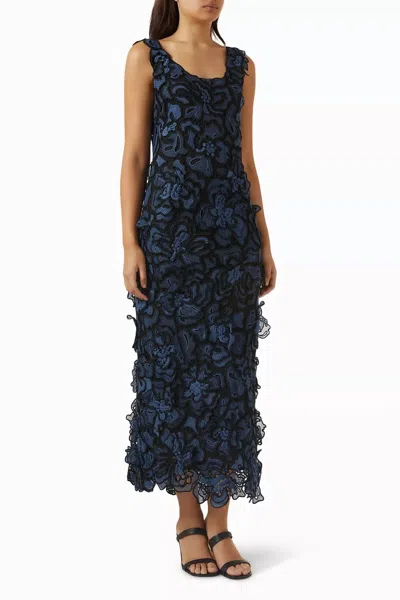 Simkhai Corinna Lace Midi Dress In Dark Indigo Multi In Black