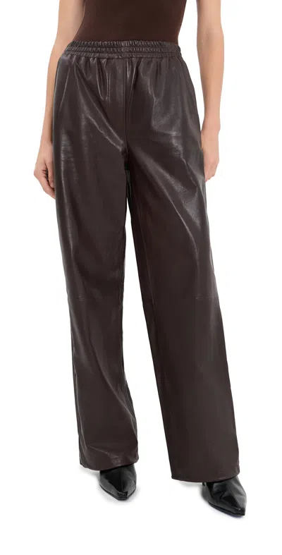 Simkhai Corrine Lambskin Leather Pull On Pants Dark Chocolate In Brown