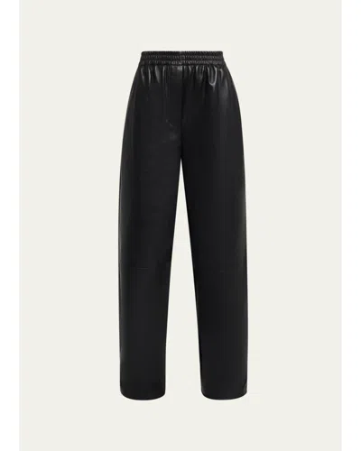 Simkhai Corrine Leather Pull-on Pants In Black