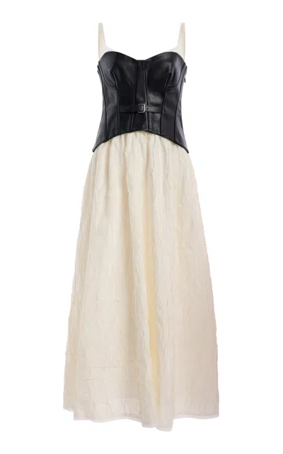 Simkhai Cortland Belted Bustier Midi Dress In Black