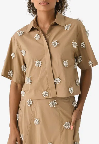 Simkhai Cosmo Camp Shirt In Brown