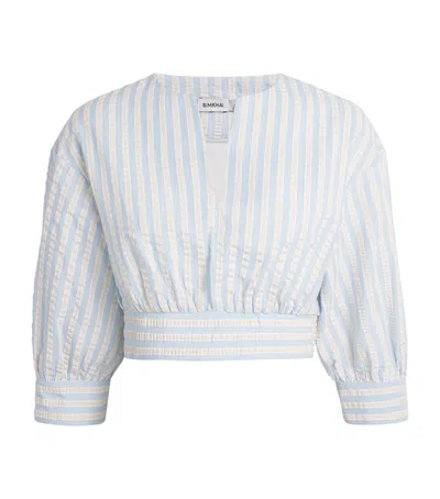 Simkhai Cotton-blend Stripe Noralie Crop Top In Blue
