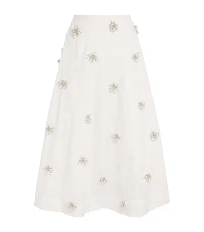 Simkhai Cotton Embellished Novanna Midi Skirt In White