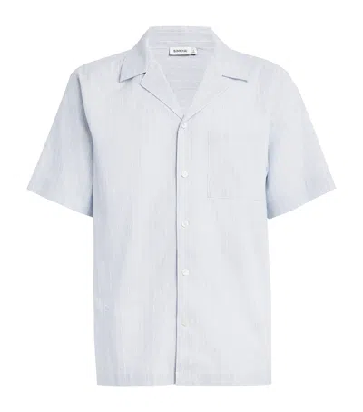 Simkhai Cotton-linen Striped Shirt In Blue