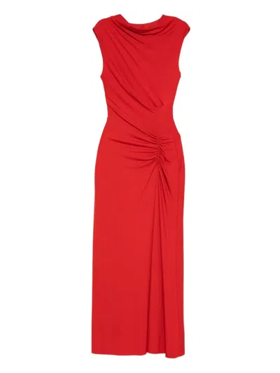 Simkhai Cowl-neck Draped Midi Dress In Red