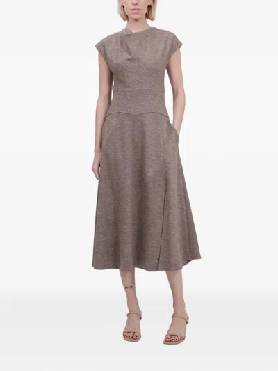 Simkhai Cowl-neck Flared Dress In Brown