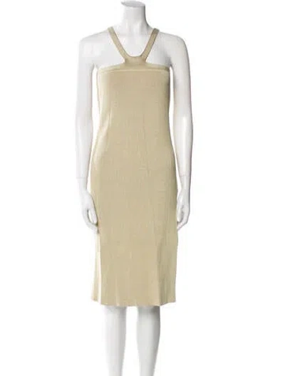 Pre-owned Simkhai Cowl Neck Knee-length Dress In Neutral
