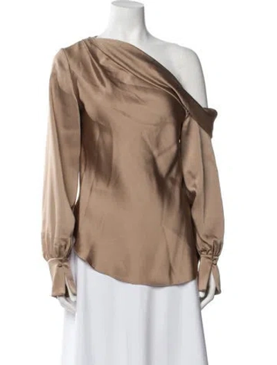 Pre-owned Simkhai Cowl Neck Long Sleeve Blouse In Gold