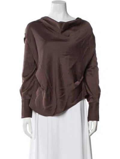 Pre-owned Simkhai Cowl Neck Long Sleeve Blouse In Neutral