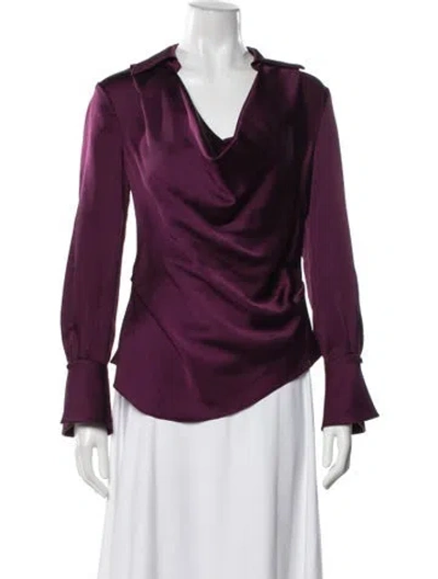 Pre-owned Simkhai Cowl Neck Long Sleeve Blouse In Purple