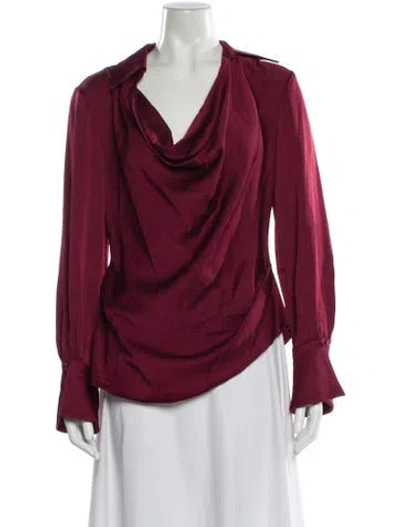 Pre-owned Simkhai Cowl Neck Long Sleeve Blouse W/ Tags In Burgundy
