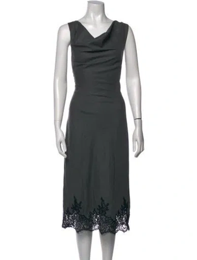 Pre-owned Simkhai Cowl Neck Midi Length Dress In Green/grey