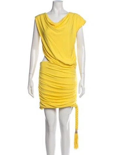 Pre-owned Simkhai Cowl Neck Mini Dress In Yellow