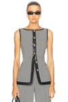 Simkhai Cressida Button Top In Black White Check