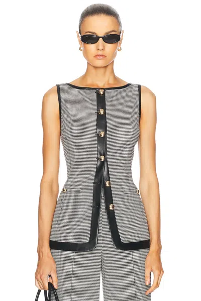 Simkhai Cressida Button Top In Black White Check